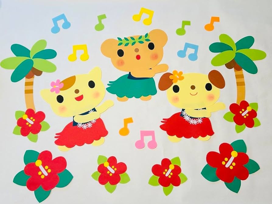 Amazon.co.jp: 壁面飾り 夏 フラダンス ハイビスカス ヤシの木 7